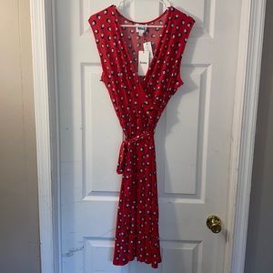 Leota XL red sleeveless faux wrap dress!